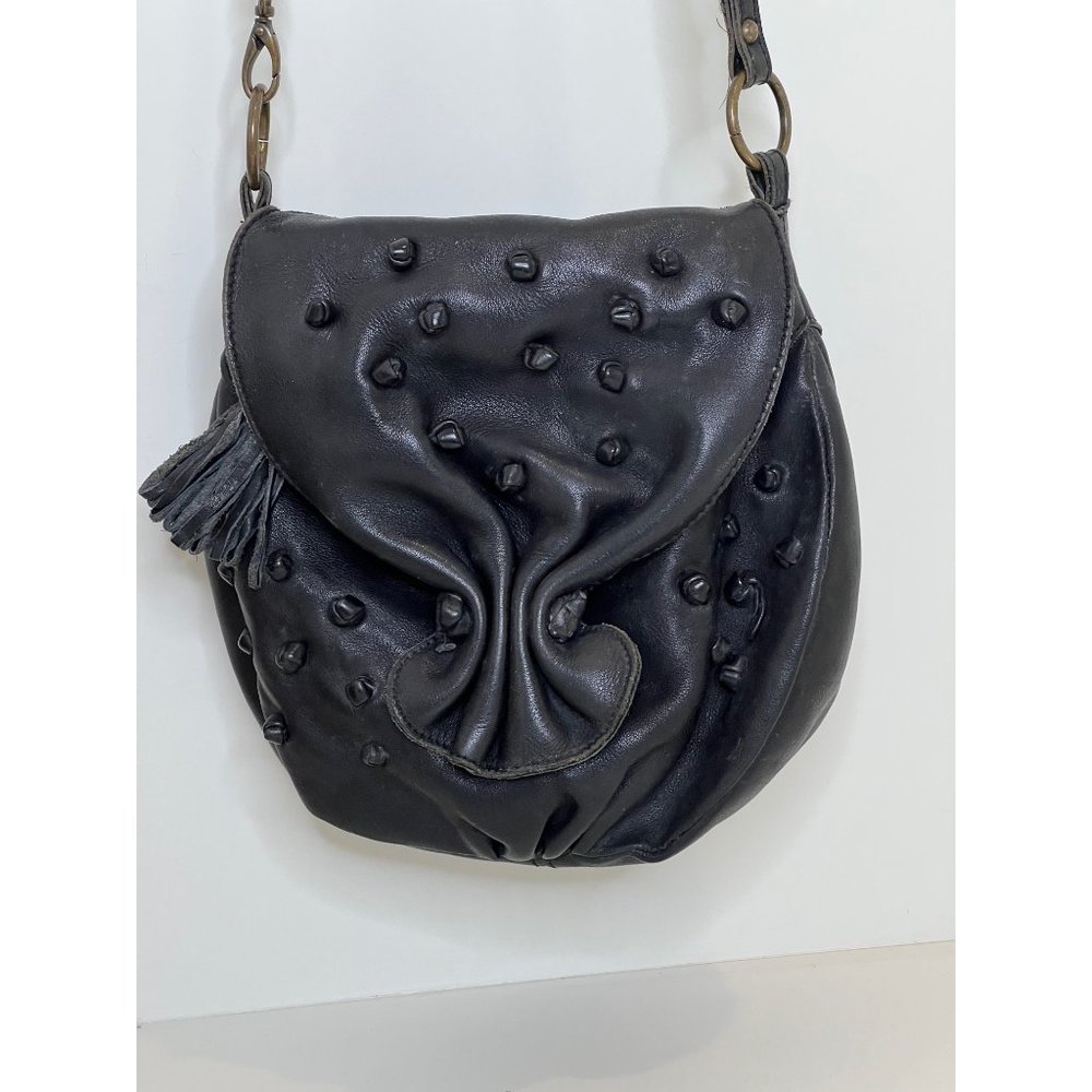 Anthropologie Black Leather Bohemian Shoulder/crossbody bag